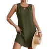image:imageANRABESS Summer Dresses for Women 2026 Casual Keyhole Sleeveless Beach Cover Up Short Sundress Cruise Outfits Vcation ClothesArmy Green