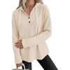 image:imageANRABESS Waffle Knit Hoodies for Women Comfy Drawstring Loose Fit Long Sleeve Sweatshirt Tops for Casual Daily Wear WorkBeige