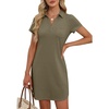 image:imageANRABESS Women Mini T Shirt Dress V Neck Short Sleeve with Pockets Soft Medium Stretch Trendy Summer Casual Beach VacationArmy Green