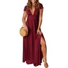 Short Sleeve Wine Red