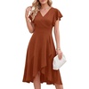 image:imageANRABESS Womens Cocktail Dress Semi Formal Wedding Guest Wrap Midi Dresses Summer Western A Line High Low Ruffled DressBurnt Orange