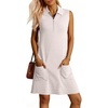 image:imageANRABESS Womens Summer Dresses Casual Sleeveless Ribbed Half Zip Polo Collar Tshirt Dress 2026 Spring Tunics Short SundressPink White Stripe