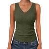 image:imageANRABESS Womens V Neck Tank Tops Soft Comfy Ribbed Knit Slim Fitted Going Out Shirts Summer Outfits for Travel Work DailyArmy Green