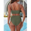 image:imageANRABESS Bikini Sets for Women Summer High Waisted 2 Piece Bathing Suit Ribbed UWire Cutout Swimsuit Beach Vacation 2026Army Green