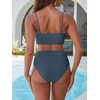 image:imageANRABESS Bikini Sets for Women Summer High Waisted 2 Piece Bathing Suit Ribbed UWire Cutout Swimsuit Beach Vacation 2026Grey Blue
