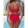 image:imageANRABESS Bikini Sets for Women Summer High Waisted 2 Piece Bathing Suit Ribbed UWire Cutout Swimsuit Beach Vacation 2026Red