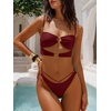 image:imageANRABESS Bikini Sets for Women Summer Sexy Double Loop Cheeky Thong Bathing Suits Beach Vacation SwimwearDeep Red