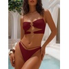 image:imageANRABESS Bikini Sets for Women Summer Sexy Double Loop Cheeky Thong Bathing Suits Beach Vacation SwimwearDeep Red