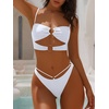 image:imageANRABESS Bikini Sets for Women Summer Sexy Double Loop Cheeky Thong Bathing Suits Beach Vacation SwimwearWhite
