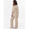 image:imageANRABESS Lounge Sets for Women Fuzzy Fleece Pajama Sets 2 Piece Outfits Cozy Sweater Matching Set 2026 Fall Winter LoungewearLight Khaki