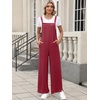 image:imageANRABESS Overalls for Women 2026 Summer Casual Loose One Piece Outfits Baggy Wide Leg Jumpers Lightweight Comfy RompersDeep Red