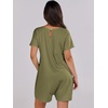 image:imageANRABESS Rompers for Women Summer Casual Short Sleeve Jumpsuits V Neck Loose Fit One Piece Outfits with Pockets 2026 ClothesArmy Green