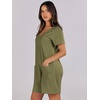 image:imageANRABESS Rompers for Women Summer Casual Short Sleeve Jumpsuits V Neck Loose Fit One Piece Outfits with Pockets 2026 ClothesArmy Green
