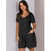 image:imageANRABESS Rompers for Women Summer Casual Short Sleeve Jumpsuits V Neck Loose Fit One Piece Outfits with Pockets 2026 ClothesBlack