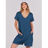 image:imageANRABESS Rompers for Women Summer Casual Short Sleeve Jumpsuits V Neck Loose Fit One Piece Outfits with Pockets 2026 ClothesBlue