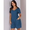 image:imageANRABESS Rompers for Women Summer Casual Short Sleeve Jumpsuits V Neck Loose Fit One Piece Outfits with Pockets 2026 ClothesBlue