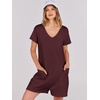 image:imageANRABESS Rompers for Women Summer Casual Short Sleeve Jumpsuits V Neck Loose Fit One Piece Outfits with Pockets 2026 ClothesBurgundy