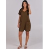 image:imageANRABESS Rompers for Women Summer Casual Short Sleeve Jumpsuits V Neck Loose Fit One Piece Outfits with Pockets 2026 ClothesCoffee