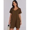image:imageANRABESS Rompers for Women Summer Casual Short Sleeve Jumpsuits V Neck Loose Fit One Piece Outfits with Pockets 2026 ClothesCoffee