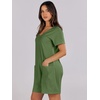 image:imageANRABESS Rompers for Women Summer Casual Short Sleeve Jumpsuits V Neck Loose Fit One Piece Outfits with Pockets 2026 ClothesGreen
