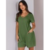 image:imageANRABESS Rompers for Women Summer Casual Short Sleeve Jumpsuits V Neck Loose Fit One Piece Outfits with Pockets 2026 ClothesGreen