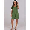 image:imageANRABESS Rompers for Women Summer Casual Short Sleeve Jumpsuits V Neck Loose Fit One Piece Outfits with Pockets 2026 ClothesGreen