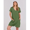 image:imageANRABESS Rompers for Women Summer Casual Short Sleeve Jumpsuits V Neck Loose Fit One Piece Outfits with Pockets 2026 ClothesGreen