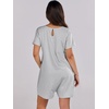 image:imageANRABESS Rompers for Women Summer Casual Short Sleeve Jumpsuits V Neck Loose Fit One Piece Outfits with Pockets 2026 ClothesGrey