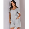 image:imageANRABESS Rompers for Women Summer Casual Short Sleeve Jumpsuits V Neck Loose Fit One Piece Outfits with Pockets 2026 ClothesGrey