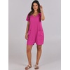 image:imageANRABESS Rompers for Women Summer Casual Short Sleeve Jumpsuits V Neck Loose Fit One Piece Outfits with Pockets 2026 ClothesHot Pink