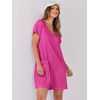 image:imageANRABESS Rompers for Women Summer Casual Short Sleeve Jumpsuits V Neck Loose Fit One Piece Outfits with Pockets 2026 ClothesHot Pink
