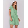 image:imageANRABESS Rompers for Women Summer Casual Short Sleeve Jumpsuits V Neck Loose Fit One Piece Outfits with Pockets 2026 ClothesLight Green