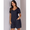 image:imageANRABESS Rompers for Women Summer Casual Short Sleeve Jumpsuits V Neck Loose Fit One Piece Outfits with Pockets 2026 ClothesNavy Blue