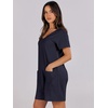 image:imageANRABESS Rompers for Women Summer Casual Short Sleeve Jumpsuits V Neck Loose Fit One Piece Outfits with Pockets 2026 ClothesNavy Blue