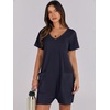 image:imageANRABESS Rompers for Women Summer Casual Short Sleeve Jumpsuits V Neck Loose Fit One Piece Outfits with Pockets 2026 ClothesNavy Blue