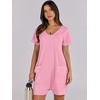 image:imageANRABESS Rompers for Women Summer Casual Short Sleeve Jumpsuits V Neck Loose Fit One Piece Outfits with Pockets 2026 ClothesPink