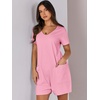 image:imageANRABESS Rompers for Women Summer Casual Short Sleeve Jumpsuits V Neck Loose Fit One Piece Outfits with Pockets 2026 ClothesPink