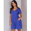 image:imageANRABESS Rompers for Women Summer Casual Short Sleeve Jumpsuits V Neck Loose Fit One Piece Outfits with Pockets 2026 ClothesRoyal Blue