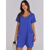 image:imageANRABESS Rompers for Women Summer Casual Short Sleeve Jumpsuits V Neck Loose Fit One Piece Outfits with Pockets 2026 ClothesRoyal Blue