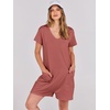 image:imageANRABESS Rompers for Women Summer Casual Short Sleeve Jumpsuits V Neck Loose Fit One Piece Outfits with Pockets 2026 ClothesRust