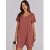 image:imageANRABESS Rompers for Women Summer Casual Short Sleeve Jumpsuits V Neck Loose Fit One Piece Outfits with Pockets 2026 ClothesRust