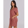 image:imageANRABESS Rompers for Women Summer Casual Short Sleeve Jumpsuits V Neck Loose Fit One Piece Outfits with Pockets 2026 ClothesRust