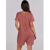 image:imageANRABESS Rompers for Women Summer Casual Short Sleeve Jumpsuits V Neck Loose Fit One Piece Outfits with Pockets 2026 ClothesRust