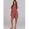 image:imageANRABESS Rompers for Women Summer Casual Short Sleeve Jumpsuits V Neck Loose Fit One Piece Outfits with Pockets 2026 ClothesRust