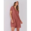 image:imageANRABESS Rompers for Women Summer Casual Short Sleeve Jumpsuits V Neck Loose Fit One Piece Outfits with Pockets 2026 ClothesRust