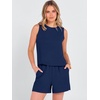 image:imageANRABESS Two Piece Sets for Women Summer Casual Sleeveless Tank Top Matching Shorts Lounge Sets Pajamas 2026 Trendy ClothesNavy Blue