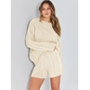 image:imageANRABESS Women 2 Piece Outfits Sweater Lounge Loungewear Sets 2026 Winter Cable Knit Oversized Sweaters Shorts Matching SetsBeige