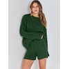image:imageANRABESS Women 2 Piece Outfits Sweater Lounge Loungewear Sets 2026 Winter Cable Knit Oversized Sweaters Shorts Matching SetsDeep Green