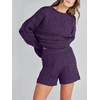 image:imageANRABESS Women 2 Piece Outfits Sweater Lounge Loungewear Sets 2026 Winter Cable Knit Oversized Sweaters Shorts Matching SetsPurple