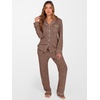 image:imageANRABESS Women Pajama Lounge Sets 2026 Fall 2 Piece Outfits Ribbed Long Sleeve Matching PJ Set Sleepwear LoungewearBrown